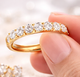 Anillos de Compromiso y Matrimonio Unisex de Plata de Ley Chapados en Oro de Lujo con Diamantes Naturales de Alta Calidad y Corte Brillante, Más Vendidos - Product Image 3