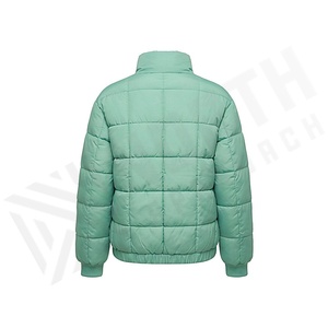 Hooded Quilted Waterproof <b>Bubble</b> Jacket Black Full Sleeve Winter Windproof Cotton Shell Knitted Fabric Polyester Filling Stand - Product Image 2