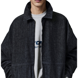 Vintage Black Denim <b>Work</b> Jacket Men's Relaxed Fit Full Zip Cotton Streetwear Outerwear OEM Private Label Custom Manufacturer - Product Image 6