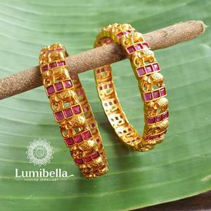 18K Gold Plated Stainless Steel Charm Bangle with Zircon - Product Image 1