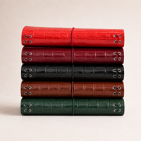 Couverture de carnet en cuir gaufré crocodile personnalisée A5, cahier rechargeable à trois volets avec sangle, cadeau de luxe en gros avec cordon élastique