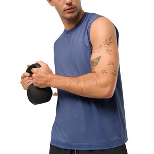 Débardeur sans manches personnalisé pour homme, séchage rapide, polyester et coton, pour la gym et le fitness, vêtements de sport OEM, vente en gros - Product Image 4