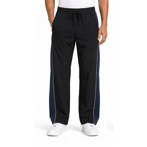 Pantalon de survêtement décontracté pour homme 100 % polyester, coupe athlétique personnalisée, empiècements contrastants aux poignets, taille à cordon de serrage - Product Image 3