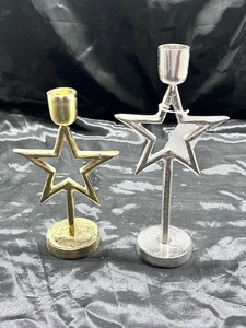Sonnet Decor Star <b>Candlestick</b> Holder Set <b>Silver</b> & Gold Finish Handmade Durable Aluminum Christmas Home Decor - Product Image 2