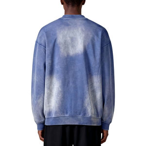 Sudadera Oversize para Hombre con Lavado Ácido, Azul Tie-Dye, Cuello Redondo, Estampado Personalizado, Forro Polar Grueso, Estilo Urbano Vintage - Product Image 2
