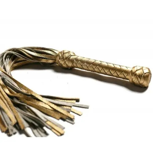 Leather Whip With Braided Handle And Multiple Straps For <b>Equestrian</b> Use - Product Image 3