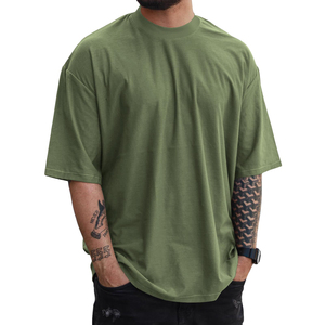 เสื้อยืดโอเวอร์ไซส์สำหรับผู้ชายสไตล์ฮิปฮอปทรงหลวมแขนสั้นผ้าฝ้ายหนาสบายๆฤดูร้อนอินเทรนด์สตรีทแวร์แฟชั่นท็อป - Product Image 5