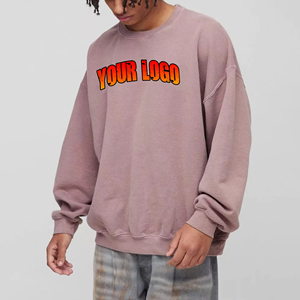 <b>Mens</b> Oversized Crewneck Sweatshirt Custom Printed Logo Heavyweight Cotton <b>Pullover</b> Streetwear Sweatshirt Drop Shoulder - Product Image 4