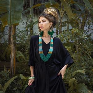 Women's Plus Size Tie Dye <b>Kaftan</b> Dresses Boho Abaya Beach Cover <b>Summer</b> Straight Silhouette V-neck Ankle-Length Tassel Hand - Product Image 2