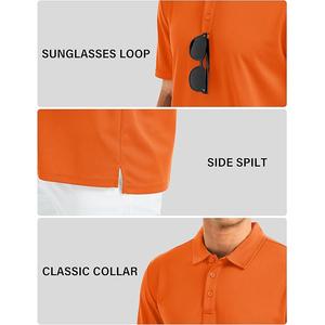 Polo de golf coupe décontractée en mélange de coton doux, tissu respirant, infroissable, entretien facile, col classique - Product Image 4