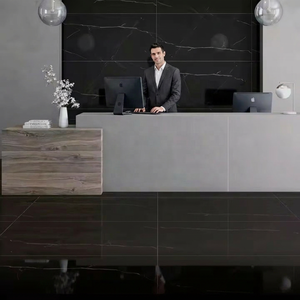 Azulejos de pared de suelo de porcelana Premium negra Roxy 60x120 aspecto de mármol de ónix pulido brillante 20mm de espesor para uso en el baño al aire libre - Product Image 1
