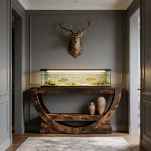 Consolle a 2 livelli con ripiani portaoggetti e struttura ad arco per ingresso o foyer - Product Image 5