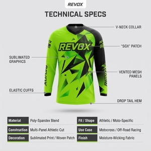 Camiseta de Motocross Personalizada para Hombre, Verde Neón y Negro, Diseño Geométrico, Manga Larga, para Motocross, BMX, Carreras, 100% Poliéster, Secado Rápido, OEM - Product Image 5