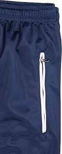 Chándal unisex azul marino con chaqueta de cremallera completa y paneles blancos, y pantalones a juego. Diseño deportivo transpirable de poliéster para adultos. - Product Image 5