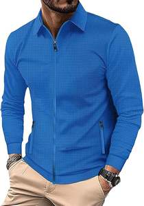 Ensemble de survêtement décontracté pour homme, veste polo zippée intégrale et pantalon à cordon de serrage, 2 pièces, coupe classique, avec poches - Product Image 3