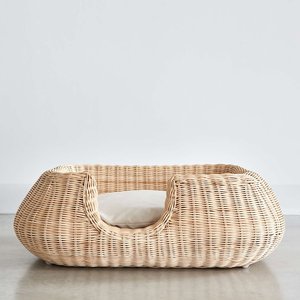 Cama de ratán hecha a mano para mascotas, sofá para perros, muebles de madera artesanales para perros, gatos, mascotas con colchón cómodo - Product Image 2