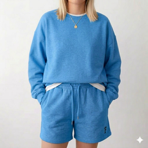 Conjunto de Shorts y Top de Cuello Alto Coordinado para Mujer, Estilo Urbano, Cálido, Relajado, Elegante y Moderno para Uso Diario en Invierno - Product Image 1