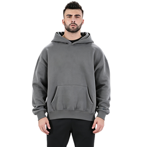 Sweat à capuche épais pour homme, style streetwear, coupe oversize, noir, personnalisable avec logo - Product Image 1