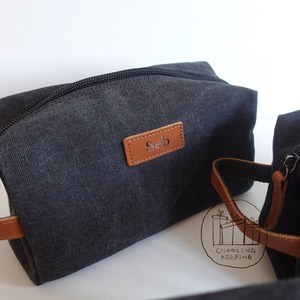 Leather Canvas Toiletry Bag Waterproof Travel Organizer Cosmetic Storage Dopp Kit Large Capacity <b>Case</b> LCTB-0047 - Product Image 6