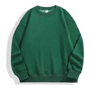 Sudadera de Cuello Redondo Extra Grande para Hombre, Color Verde Sólido, Tejida, 100% Algodón, Informal, para Otoño, Corte Regular, Manga Larga - Product Image 1