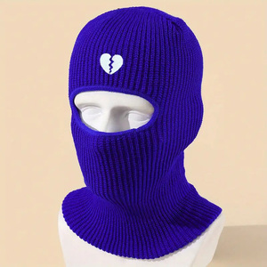 GENERSA SPORTS Green Knit Balaclava Face Mask Broken Heart Design Unisex Adult Size 56-58CM Y2K Style Outdoor Wear 100% - Product Image 4