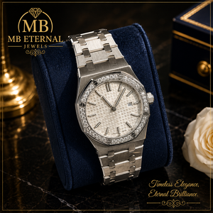 นาฬิกาหรู MB ETERNAL รุ่น Luxury Diamond ตัวเรือนทรงกลม 41 มม. ระบบอนาล็อก ควอตซ์ สำหรับผู้ชาย พร้อมคริสตัลแซฟไฟร์ มอยส์ซาไนต์ ตัวเลขโรมัน - Product Image 3