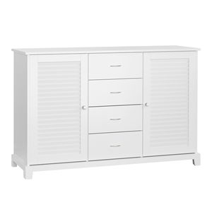 Credenza Bianca da 47 Pollici con 4 Cassetti e 2 Ante per Cucina, Bar, Sala da Pranzo, Soggiorno, Villa, Fattoria, Magazzino - Product Image 1