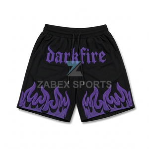 Pantalones Cortos Deportivos ZABEX SPORTS de Malla Transpirable con Gráficos de Llamas, Sublimación Personalizada, Moda Urbana, Baloncesto, Atletismo - Product Image 1