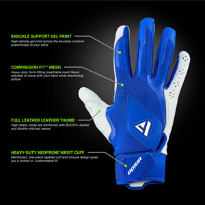 Top premium Quality Cabretta leather Customizable Baseball Batting Gloves premium leather Closure type <b>hook</b> and loop full finger - Product Image 2