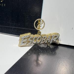 Collier Hip Hop avec pendentif lettre en diamant glacé plaqué or, bijoux de rappeur, breloques de fête certifiées IGI - Product Image 2