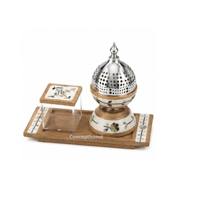 High Quality Eco-friendly Mini Bakhoor <b>Burner</b> Metal Incense <b>Burner</b> with Modern Art Antique Design - Product Image 2