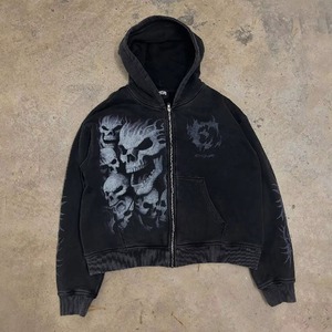 Custom Acid Washed Vintage <b>Tracksuit</b> for Men Streetwear Distressed DTG Printing Hoodie Sweatpants Set Embroidered Woven - Product Image 2