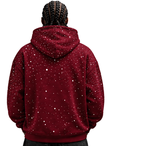 Sweat-shirt à capuche pour homme à imprimé marron moucheté, coupe classique, streetwear décontracté, poche, cordon de serrage à la capuche - Product Image 2