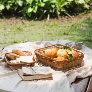 Bandeja de Servicio de Comida de Ratán, Bandeja Decorativa de Mimbre Natural, Tamaño y Color Personalizados para el Hogar y Hostelería, Venta al por Mayor - Product Image 4