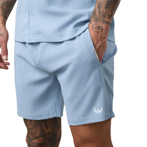 Pantalones Cortos Casuales Tejidos Azul Cielo para Hombre, Ropa Deportiva para Gimnasio, Entrenamiento, Running, Ropa Deportiva Ligera, Transpirable, Ropa Deportiva de Verano, Cómoda - Product Image 1