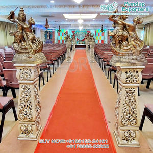 เสาประดับทางเดินงานแต่งงานสีทองคลาสสิก ขายดีสำหรับงานแต่งงานแบบดั้งเดิมทั้งในร่มและกลางแจ้ง พร้อมกระถางดอกไม้ - Product Image 6