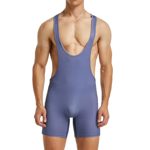 Seamless <b>Wrestling</b> <b>Singlet</b> Spandex Nylon Quick Dry Gym Fitness Weightlifting Suit Blue Adult Size Compression <b>Wrestling</b> <b>Singlet</b> - Product Image 1