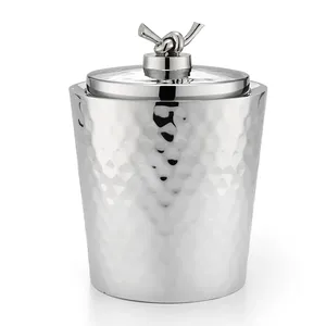 Handmade Luxury Double-<b>Insulated</b> Eco-Friendly Designer <b>Ice</b> <b>Bucket</b> Modern Aluminium Hammer Finish Tabletop Premium Handicraft - Product Image 5