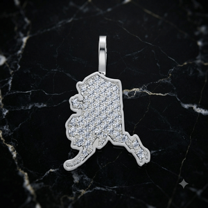 เครื่องประดับแฟชั่นสุดหรู ทองคำแท้ 14K สร้อยคอแผนที่รัฐอะลาสก้าแบบกำหนดเอง ชุบโรเดียม ประดับเพชรโมอิสซาไนต์ - Product Image 3
