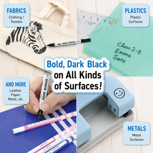 GANRAKU YYTS7-BK Fabriqué au Japon Stylo à double pointe à base d'huile, couleur unique, pointe fine et extra fine, imperméable, impression UV, tissu, plastique, métal - Product Image 6