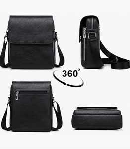 ZOLO LEATHERS Men's Genuine Leather Crossbody <b>Bag</b> with Zipper Closure Custom Size Fashion Style Durable Design <b>Black</b> - Product Image 3