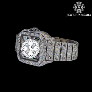 Montre en acier inoxydable haut de gamme avec diamants Mossinate, cadeau idéal pour les anniversaires, les anniversaires de naissance et les cadeaux d'entreprise, en vente - Product Image 2