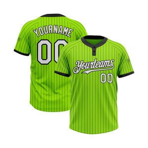 เสื้อเบสบอลพิมพ์ลายตามสั่ง ผ้าโพลีเอสเตอร์ 100% กระดุม 2 เม็ด ลายทางสีเขียว แบบซับลิเมชั่น ชุดทีม ยูนิเซ็กส์ ผู้ใหญ่ ไซส์พลัส ระบายเหงื่อได้ดี - Product Image 2
