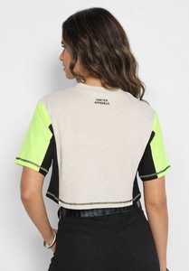Débardeurs à col rond pour femmes, color block, manches courtes, respirants, 100% coton, sportifs - Product Image 2