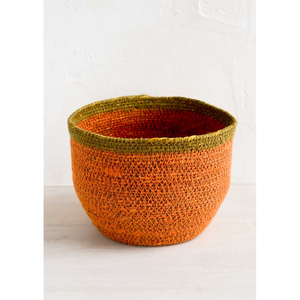 Maceta de Mimbre Tejida a Mano de Color Naranja con Patrón de Rayas para Decoración de Jardín, Patio y Hogar, Macetas y Jardineras - Product Image 1