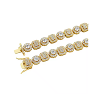 Collier chaîne tennis en moissanite taille émeraude, entièrement serti de pierres, cadeau de luxe pour anniversaire et mariage, accessoire de mode hip-hop