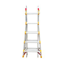 บันไดอลูมิเนียมพับได้อเนกประสงค์ NVLB สีเงิน แบบยืดหดได้ มาตรฐานความปลอดภัยสูง EN131 สีดำ รับน้ำหนักได้ 150 กก. เหมาะสำหรับโรงแรม - Product Image 3