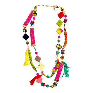 Collar llamativo con cuentas chapadas en oro de colores, unisex, estilo bohemio, con varias capas, forma de bola, joyería para fiestas, regalo - Product Image 6