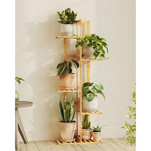 Bamboo Plant Stand 5-Shelf Eco-Certified Tall <b>Planter</b> Organizer Wholesale - Product Image 3