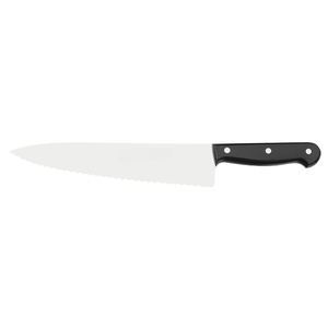 Cuchillos de chef con hoja de 250 mm, filo dentado y mango negro con tres remaches para cortar pan y preparar alimentos diariamente en la cocina. - Product Image 1